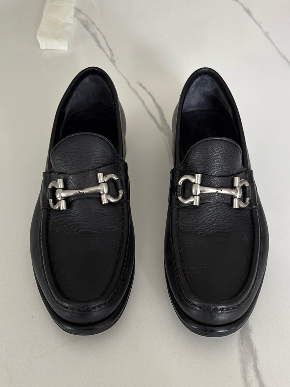 Salvatore Ferragamo Black Leather Horsebit Loafers